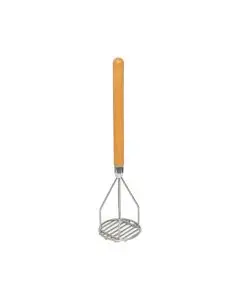 18 INCH POTATO MASHER WITH 4 INCH ROUND HEAD AND WOOD HANDLE