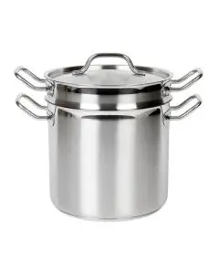 12 QT STAINLESS STEEL STEAMER / PASTA COOKER WITH INDUCTION READY BASE - 3 PIECE SET COMES WITH POT; PERFORATED INSERT; AND LID
