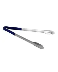 16 INCH STAINLESS STEEL TONGS WITH BLUE HANDLE