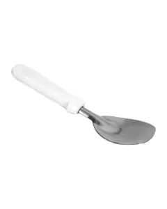 STAINLESS STEEL ICE CREAM SPADE WITH WHITE PLASTIC HANDLE