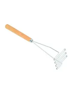 12 INCH POTATO MASHER WITH 4 INCH SQUARE HEAD AND WOOD HANDLE