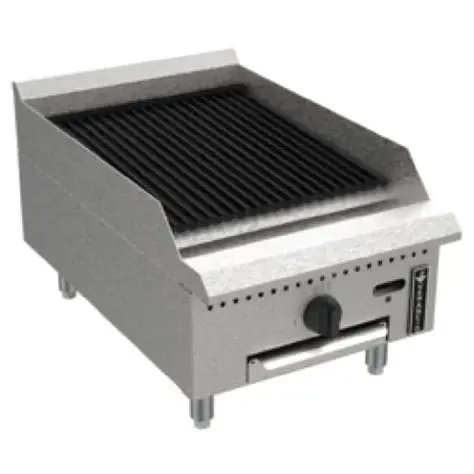 VENANCIO PRIME SERIES 18 INCH COUNTERTOP RADIANT CHAR BROILER WITH 1 BURNER AND SPLASH GUARDS - 30000  BTU - NATURAL GAS
