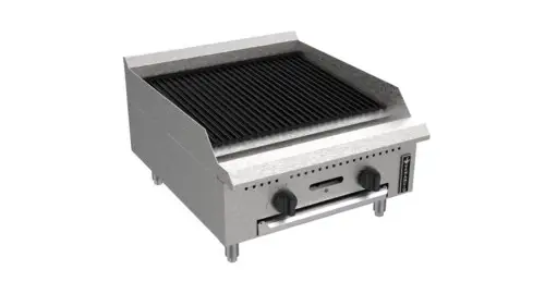 VENANCIO PRIME SERIES 24 INCH COUNTERTOP RADIANT CHAR BROILER WITH 2 BURNERS AND SPLASH GUARDS - 60000  BTU - NATURAL GAS
