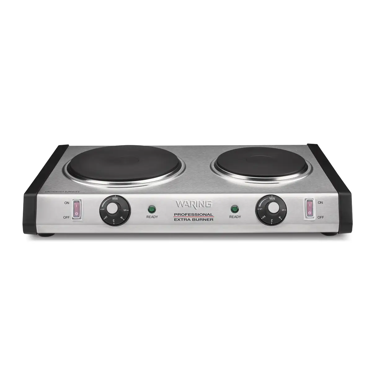 WARING COUNTERTOP 2 BURNER HOT PLATE WITH 7-1/2 AND 6 INCH CAST IRON BURNER PLATES - ELECTRIC - NSF APPROVED