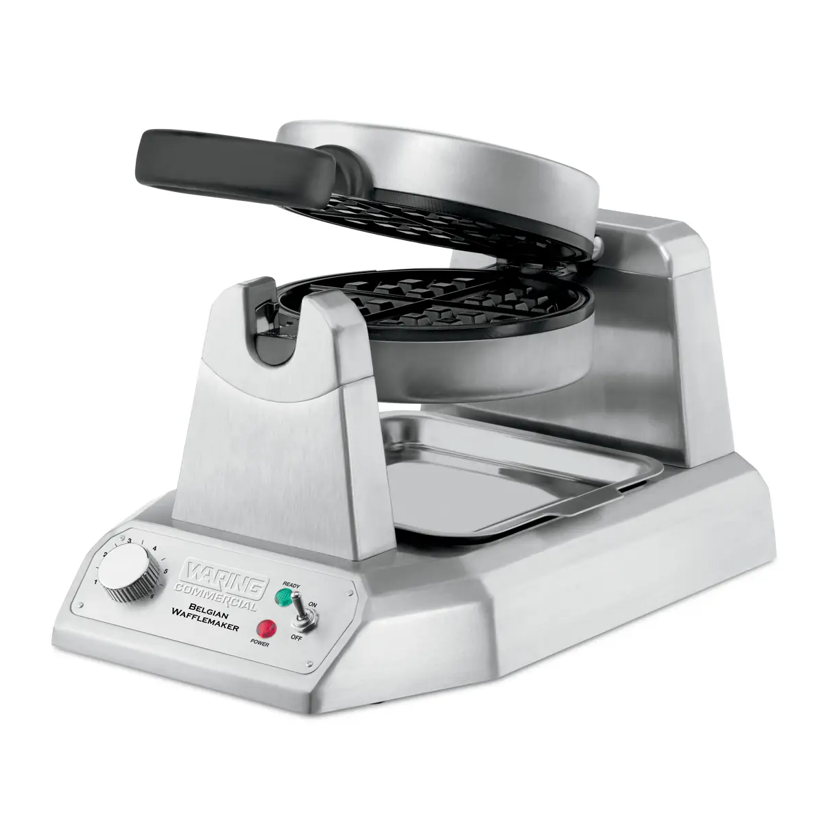 WARING FLIP OVER BELGIAN WAFFLE MAKER WITH NONSTICK PLATES - MAKES 1 INCH THICK X 7 INCH DIAMETER WAFFLES - NSF APPROVED
