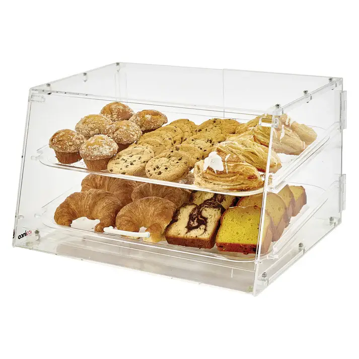 2 TIER ACRYLIC DISPLAY CASE WITH FRONT AND REAR DOORS