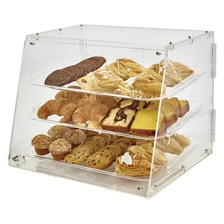 3 TIER ACRYLIC DISPLAY CASE WITH FRONT AND REAR DOORS