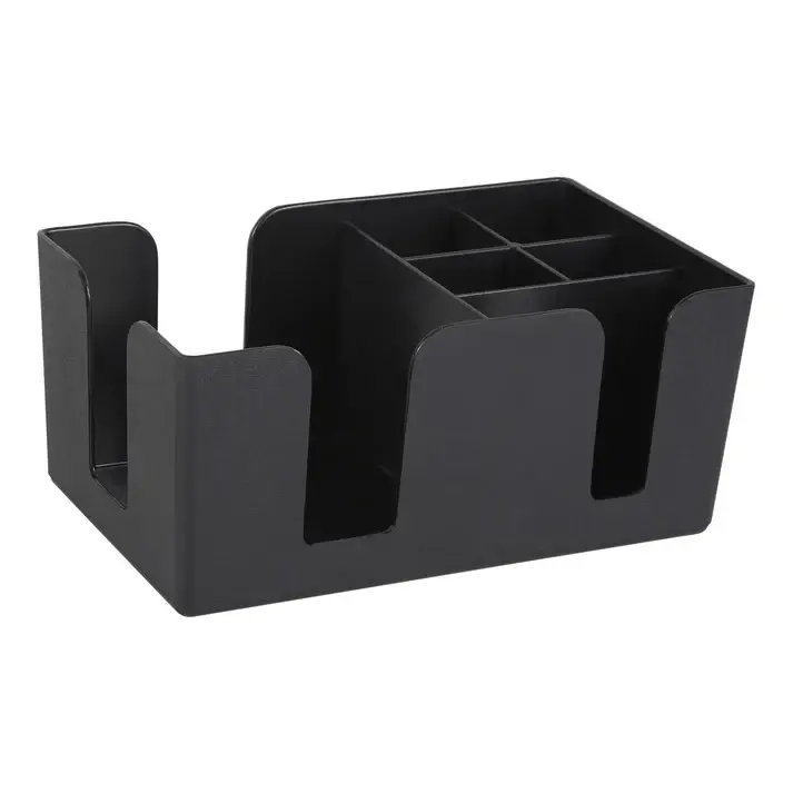 PLASTIC 6 COMPARTMENT BAR / CONDIMENT CADDY WITH NAPKIN HOLDER