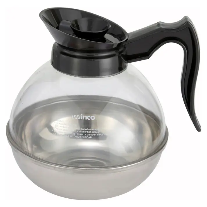 64 OZ POLYCARBONATE REGULAR COFFEE DECANTER WITH STAINLESS STEEL BASE