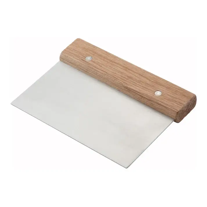 6 X 3 INCH STAINLESS STEEL DOUGH SCRAPER WITH WOOD HANDLE