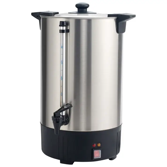 WINCO 100-CUP (16L) STAINLESS STEEL COFFEE URN WITH HEATING AND HOLDING INDICATORS - ETL APPROVED