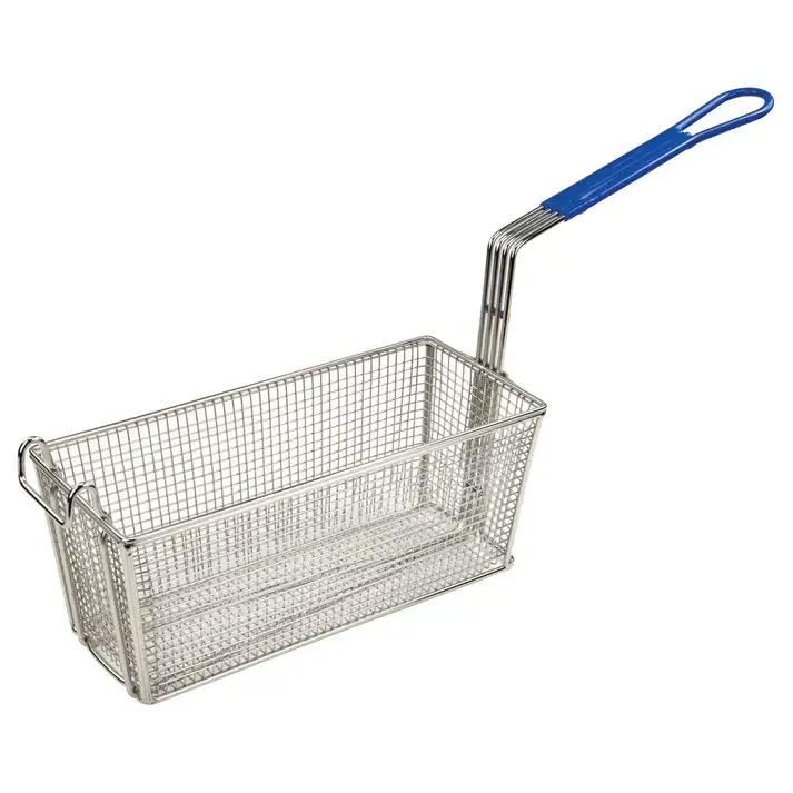 BLUE HANDLE FRY BASKET WITH ONE PIECE CONSTRUCTION - 13-1/4 X 5-5/8 X 5-5/8