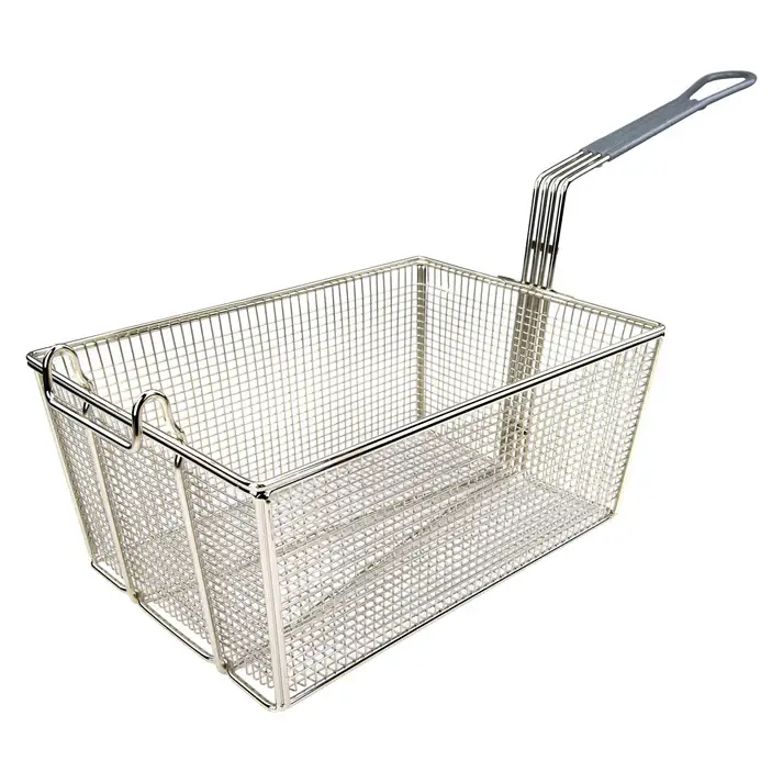 GRAY HANDLE FRY BASKET WITH ONE PIECE CONSTRUCTION - 13-1/4 X 9-1/2 X 6