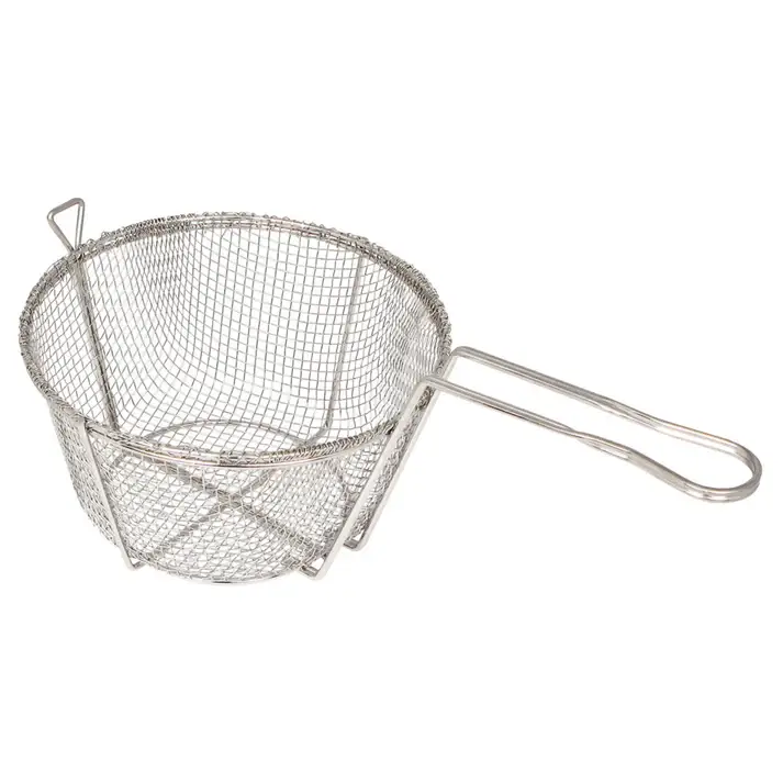 8-1/2 INCH ROUND FRY BASKET WITH 1/4 INCH MESH