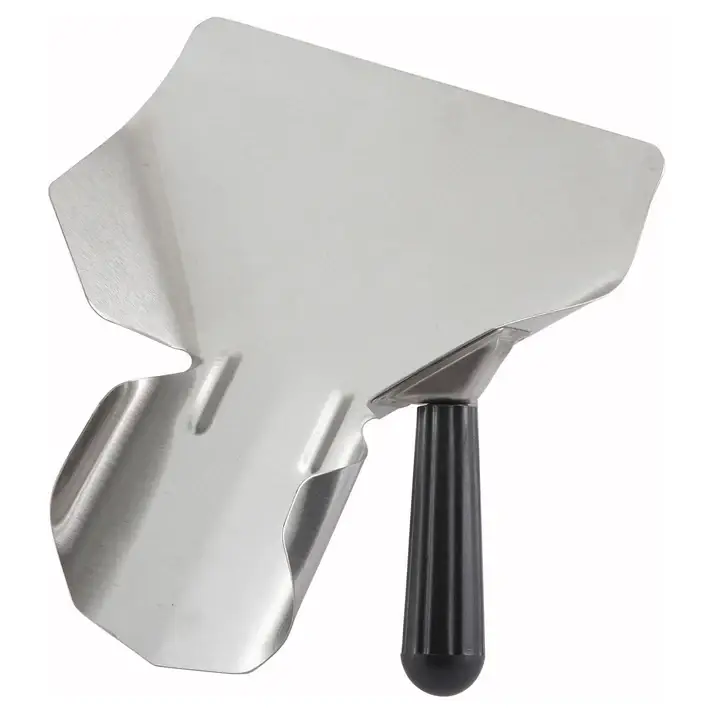 STAINLESS STEEL FRENCH FRY BAGGER WITH RIGHT SIDE PLASTIC HANDLE