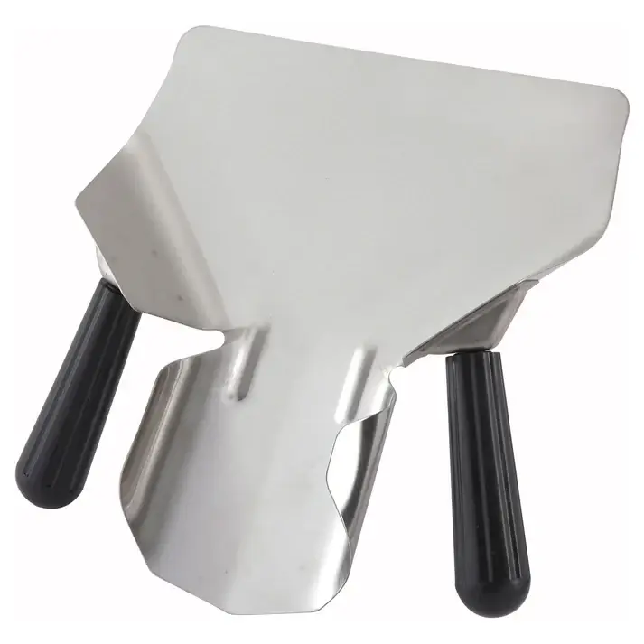 STAINLESS STEEL FRENCH FRY BAGGER WITH DUAL PLASTIC HANDLES
