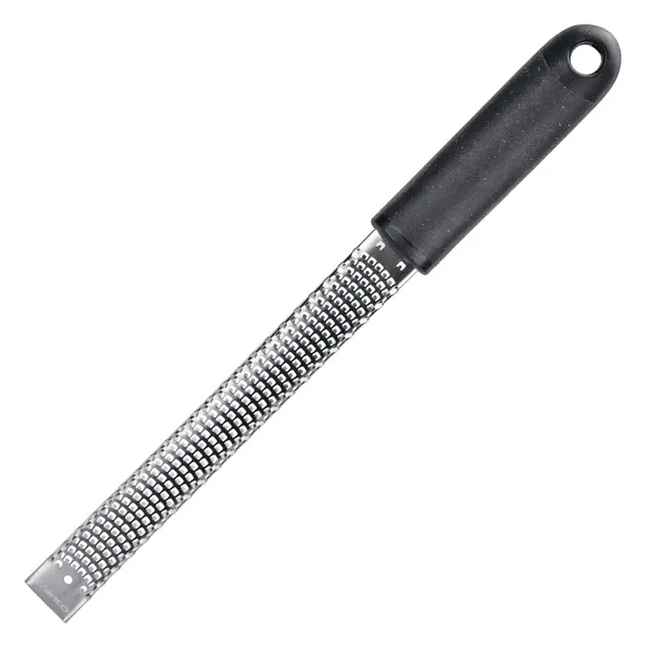 STAINLESS STEEL FINE BLADE GRATER WITH SOFT-GRIP HANDLE AND COVER