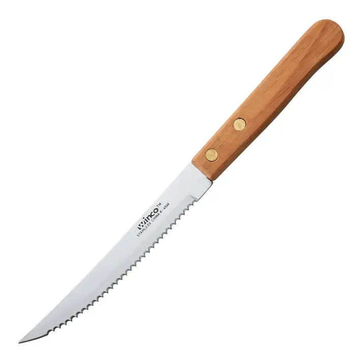 4-1/2 INCH ROUND TIP STEAK KNIFE WITH WOOD HANDLE