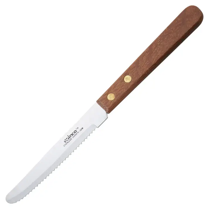 5 INCH ROUND TIP STEAK KNIFE WITH WOOD HANDLE