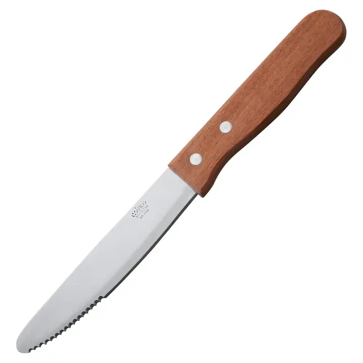 5 INCH ROUND TIP JUMBO STEAK KNIFE WITH WOOD HANDLE