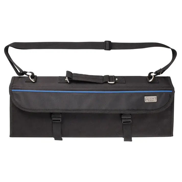 BLACK POLYESTER KNIFE BAG WITH 11 SLOTS