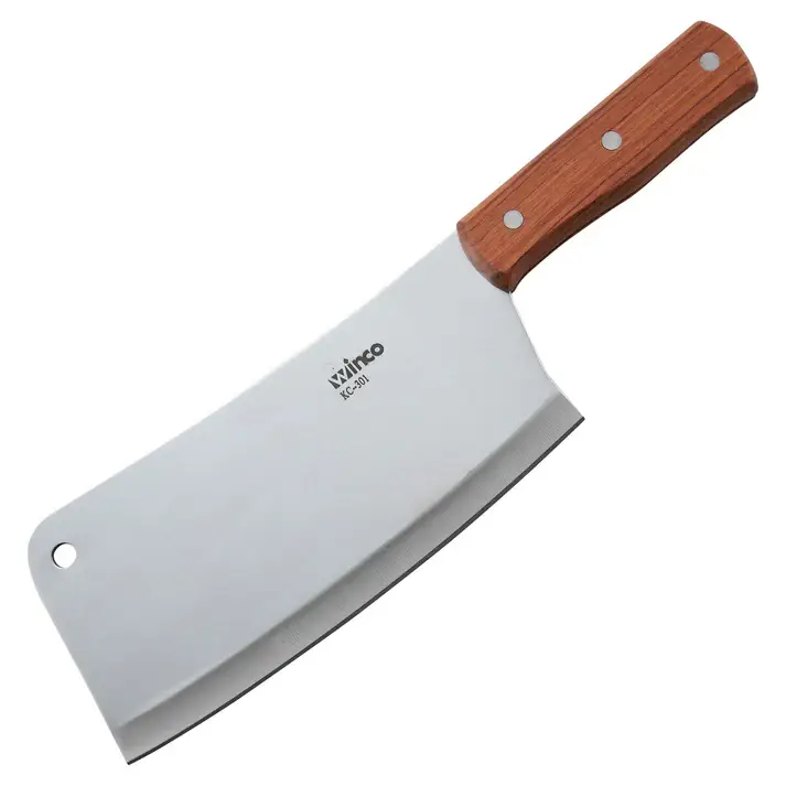 8 X 3-1/2 INCH HEAVY DUTY CLEAVER WITH WOOD HANDLE