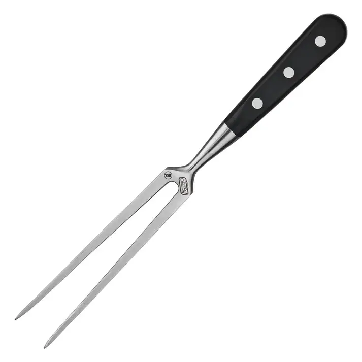 7 INCH FORGED CARBON STEEL CARVING FORK WITH FULL TANG CONSTRUCTION AND PLASTIC HANDLE