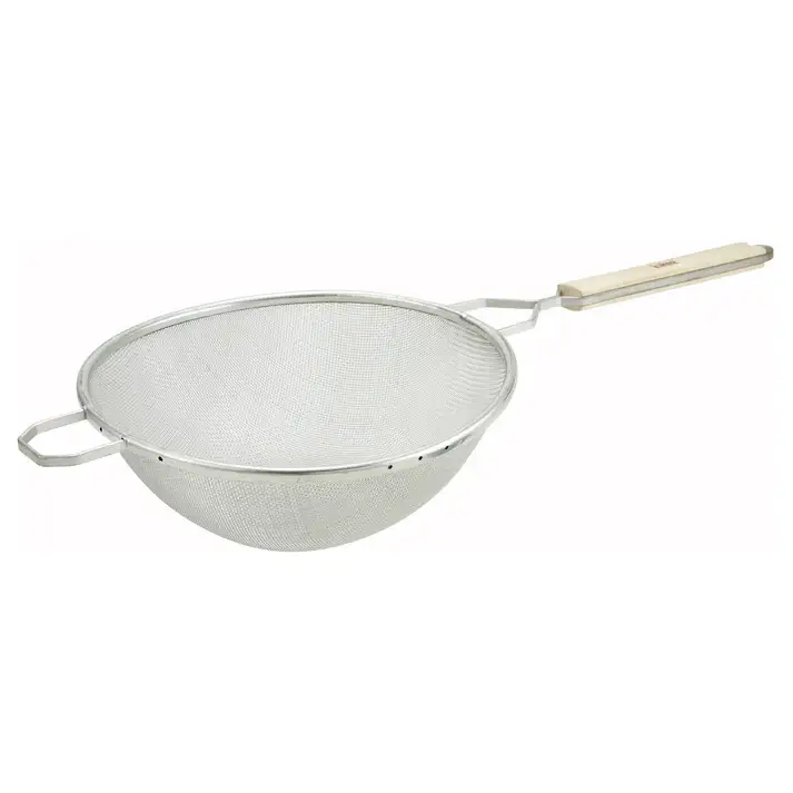 10 INCH MEDIUM MESH STRAINER WITH WOOD HANDLE
