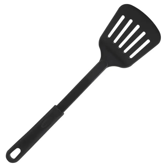 HEAVY DUTY NYLON SLOTTED SHORT BLADE TURNER/SPATULA - HEAT RESISTANT UP TO 410F