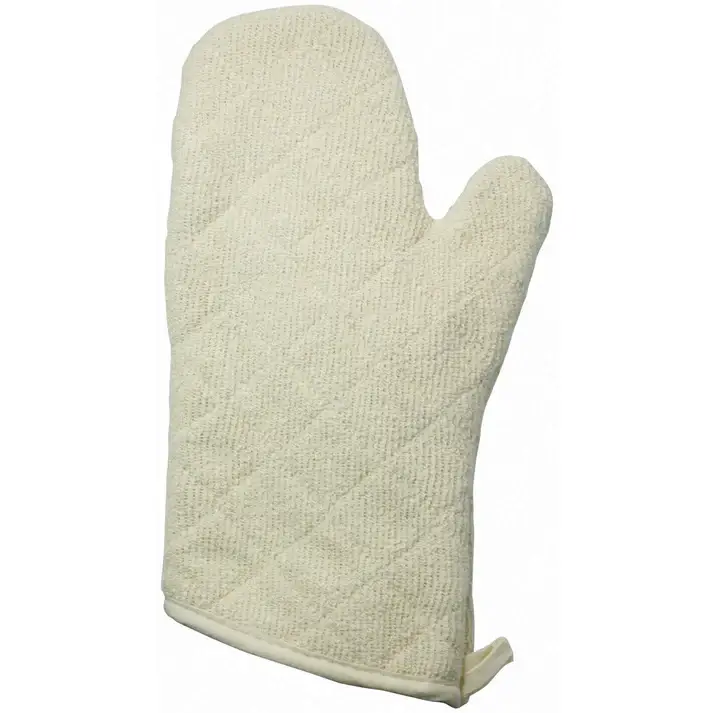 13 INCH TERRY CLOTH OVEN MITT WITH SILICONE LINING - HEAT RESISTANT TO 600F