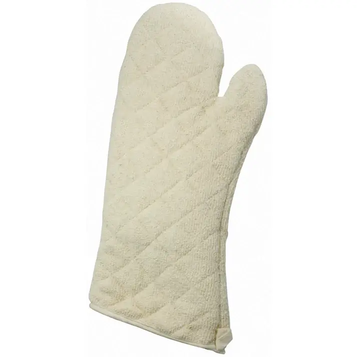 17 INCH TERRY CLOTH OVEN MITT WITH SILICONE LINING - HEAT RESISTANT TO 600F