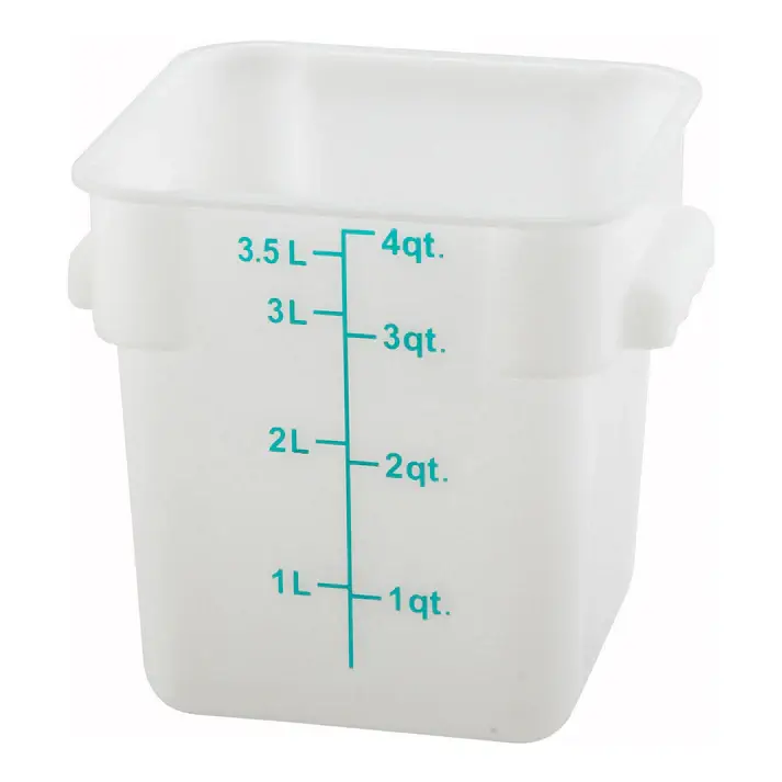 4 QT SQUARE POLYPROPYLENE STORAGE CONTAINER - WHITE