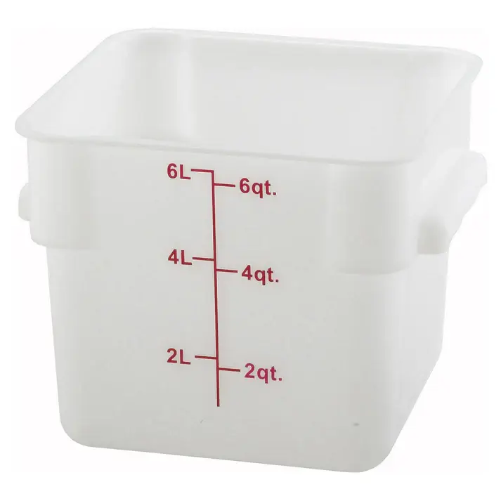 6 QT SQUARE POLYPROPYLENE STORAGE CONTAINER - WHITE