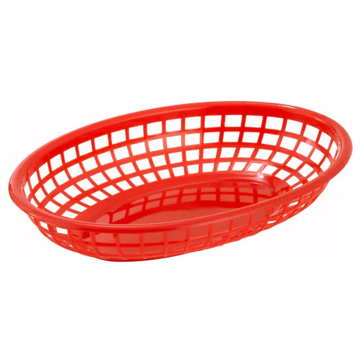 9-1/4 INCH OVAL FAST FOOD BASKET WITH ROUNDED BOTTOM - RED