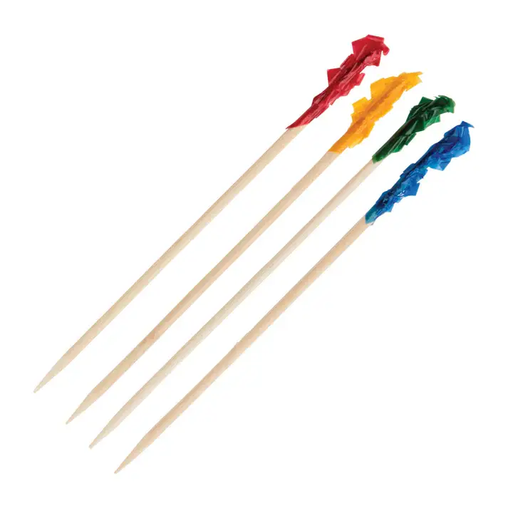 (1000) 3-15/16 INCH FRILLED COCKTAIL AND SANDWICH PICKS IN 4 COLORS