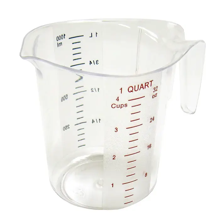 1 QT POLYCARBONATE MEASURING CUP WITH COLOR GRADUATIONS