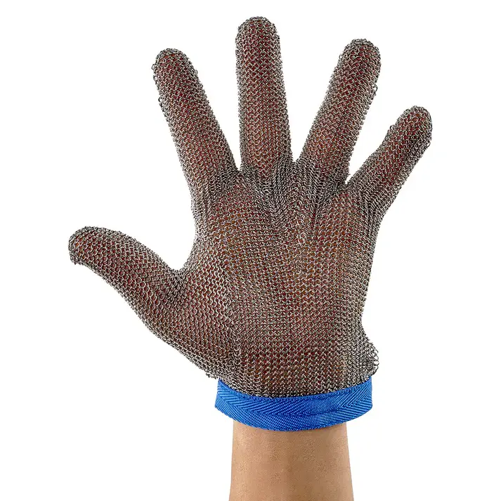LARGE STAINLESS STEEL MESH GLOVE WITH A9 CUT RESISTANCE AND CINCH FASTENER
