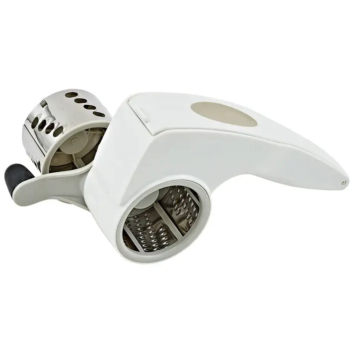 ROTARY CHEESE GRATER WITH 2 INTERCHANGEABLE DRUMS FOR FINE AND COARSE GRATING