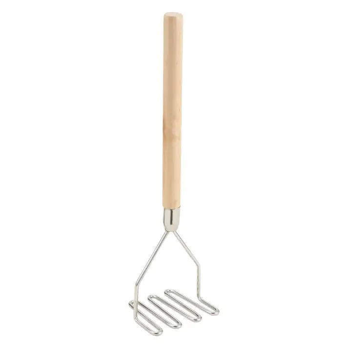 18 INCH POTATO MASHER WITH 4 INCH SQUARE HEAD AND WOOD HANDLE