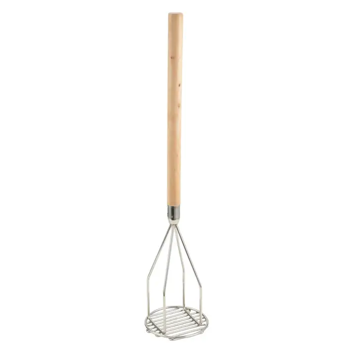 24 POTATO MASHER WITH 5-1/2 INCH ROUND HEAD AND WOOD HANDLE