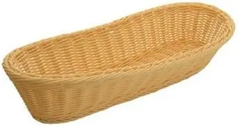 TAN POLY WOVEN BASKET 15 X 6.5 X 3.25