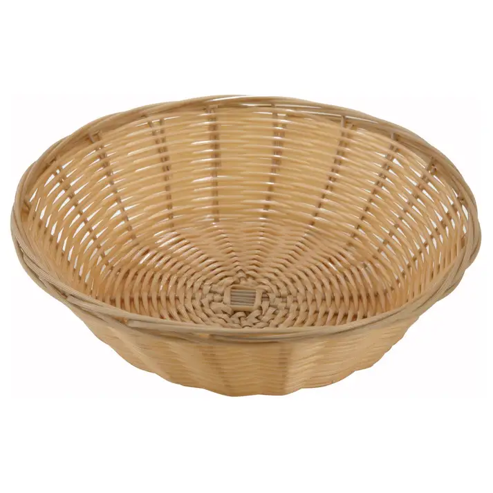 9-3/8 INCH ROUND POLY WOVEN TAN BASKET