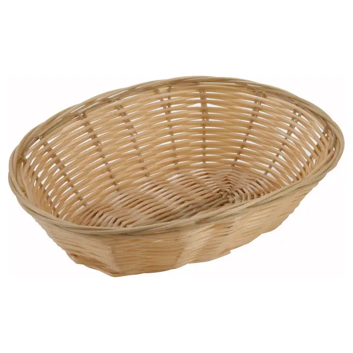 9-1/2 INCH OVAL POLY WOVEN TAN BASKET