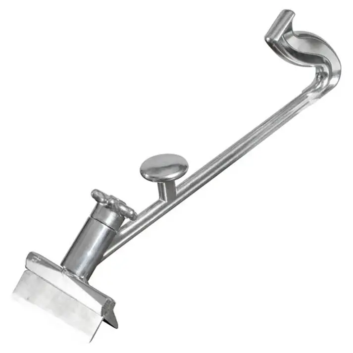 16 INCH ALUMINUM GRILL SCRAPER WITH 5 INCH BLADE; DUAL GRIP; AND SPLASH GUARD