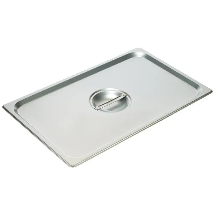 FULL SIZE STAINLESS STEEL STEAM TABLE PAN SOLID COVER WITH RECESSED HANDLE - 18/8 STAINLESS STEEL- FITS REGULAR AND ANTI JAM PANS