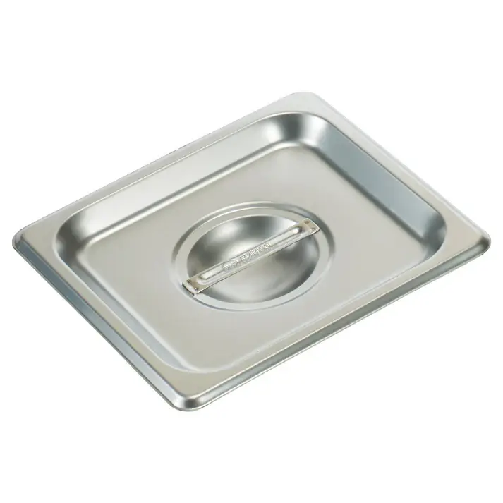 SIXTH SIZE STAINLESS STEEL STEAM TABLE PAN SOLID COVER WITH RECESSED HANDLE - 18/8 STAINLESS STEEL- FITS REGULAR AND ANTI JAM PANS