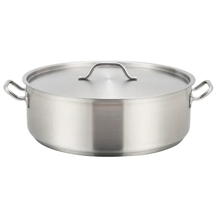 20 QT STAINLESS STEEL BRAZIER WITH INDUCTION READY BASE AND COVER