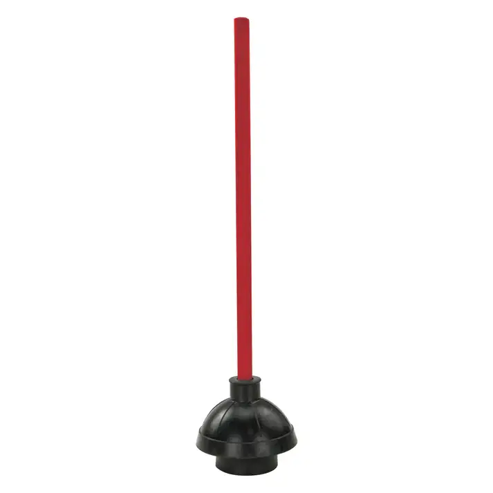RUBBER TOILET PLUNGER WITH 19 INCH WOOD HANDLE