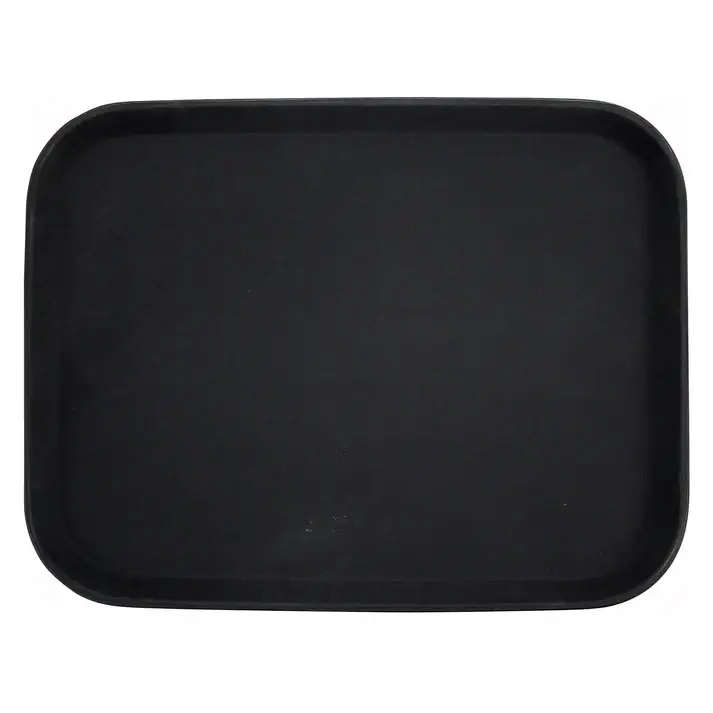 14 X 18 INCH RECTANGULAR TRAY WITH NON-SKID RUBBER COATING - BLACK