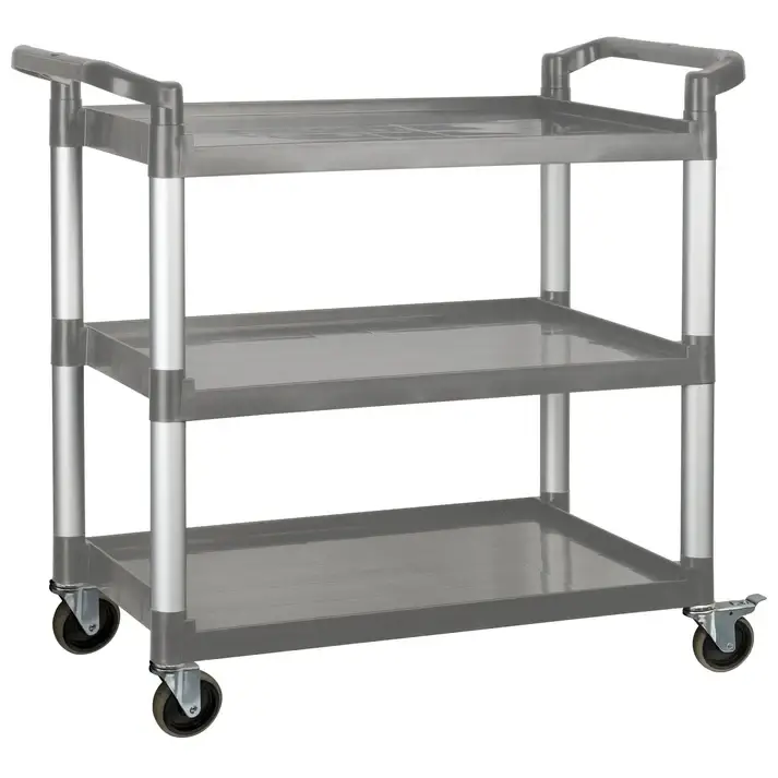 POLYCARBONATE 3 TIER BUS CART WITH 400 LB CAPACITY - GRAY